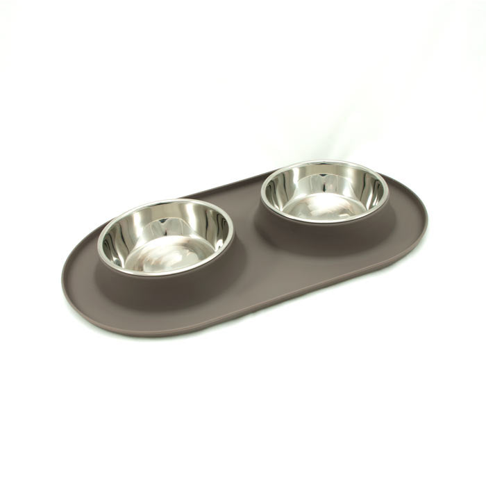 Double en inox avec base en silicone Messy Mutts - bol pour chien