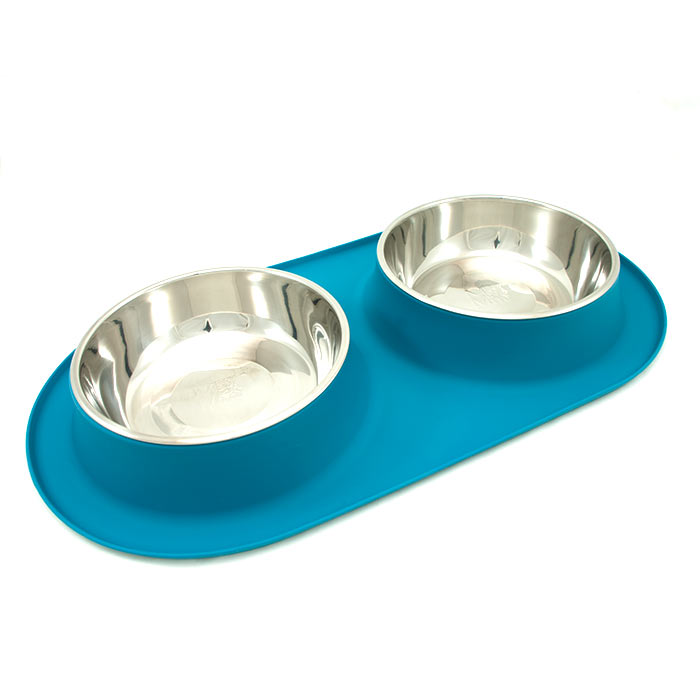 Bol double en inox avec base en silicone