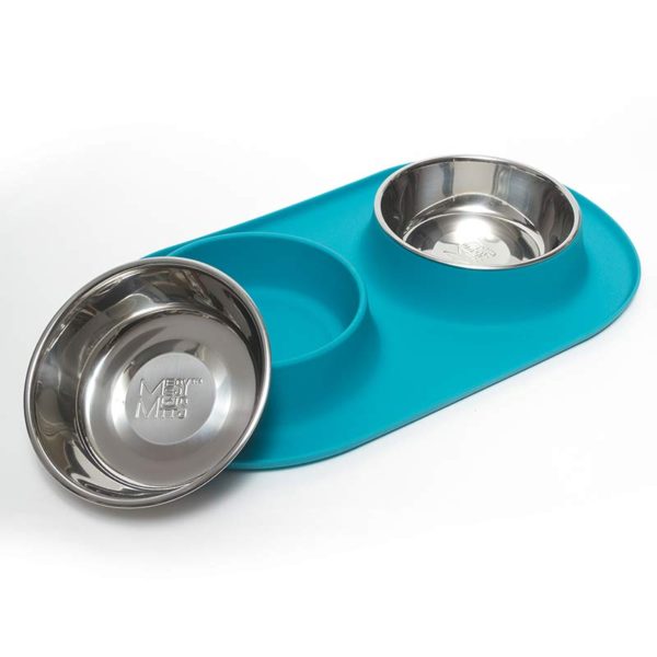 Double en inox avec base en silicone Messy Mutts - bol pour chien