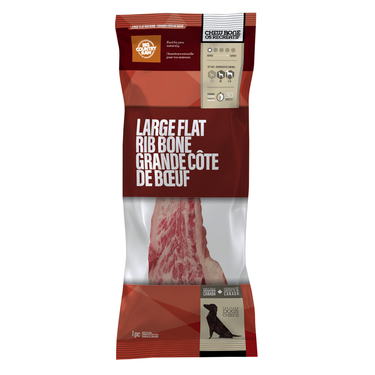 Grande côte de bœuf (1 morceau) - os cru pour chien