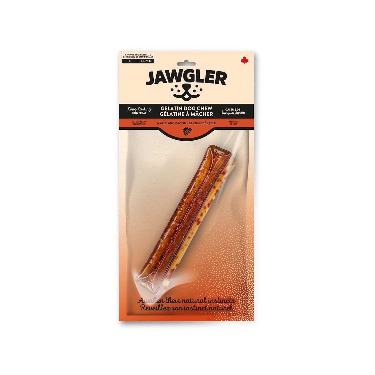 Bâton de gélatine bacon et érable Jawgler - gâterie à mâcher pour chien