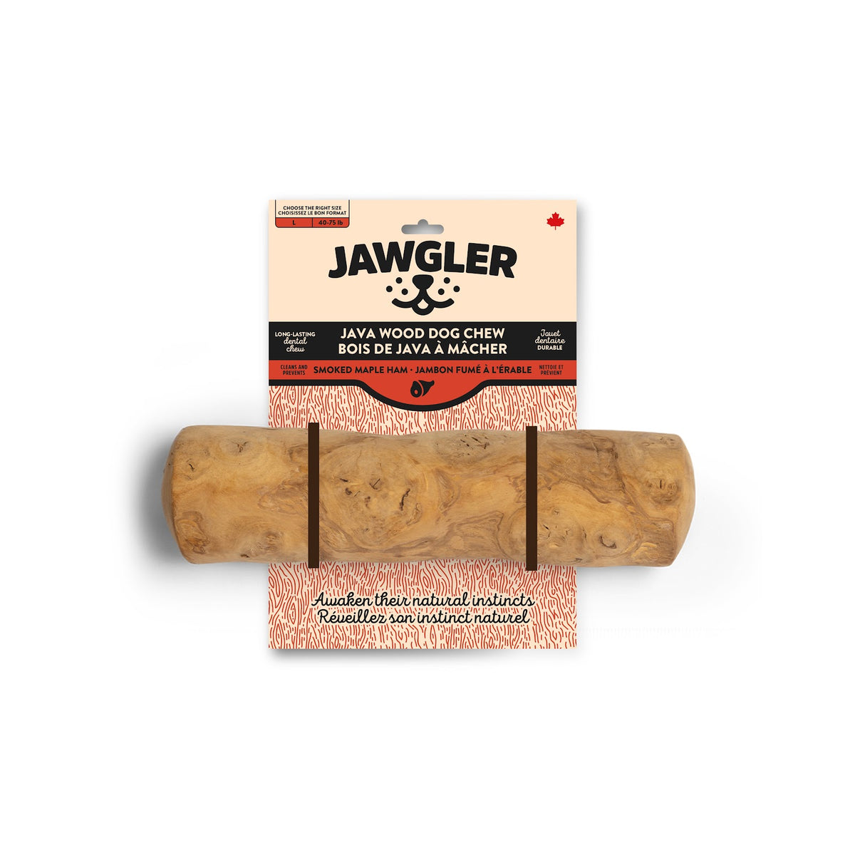 Bois de Java à mâcher, jambon fumé à l'érable