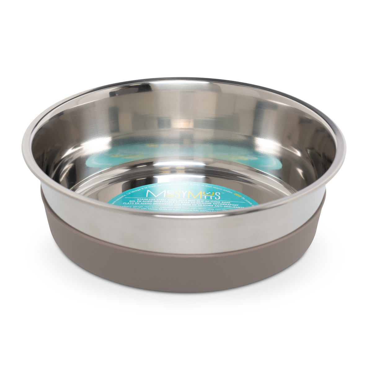 Inox épais avec base en silicone amovible antidérapante Messy Mutts - bol pour chien