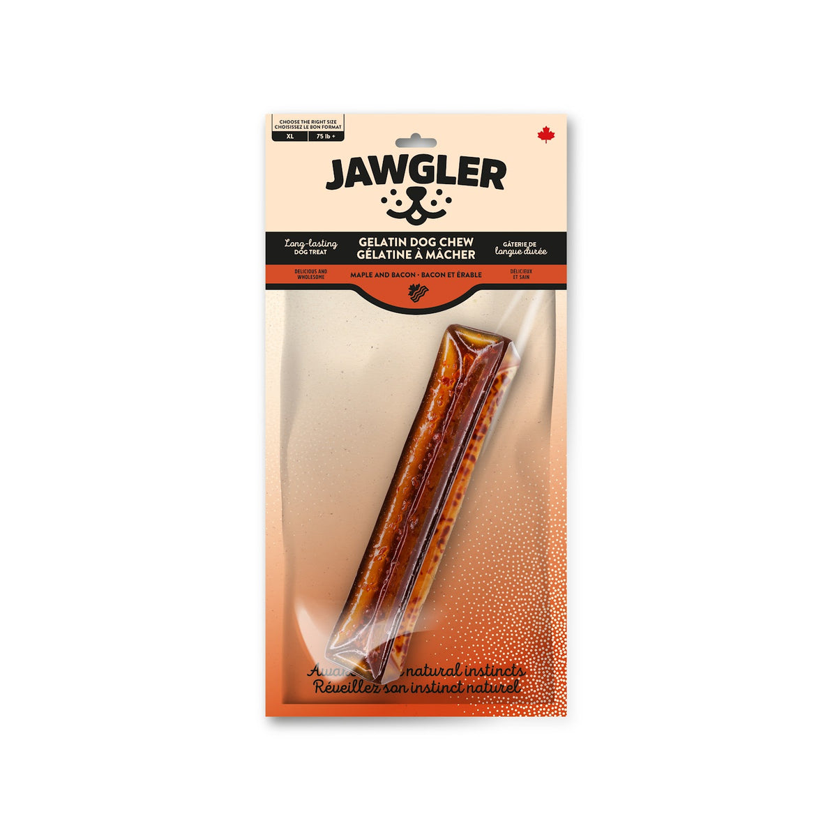 Bâton de gélatine bacon et érable Jawgler - gâterie à mâcher pour chien