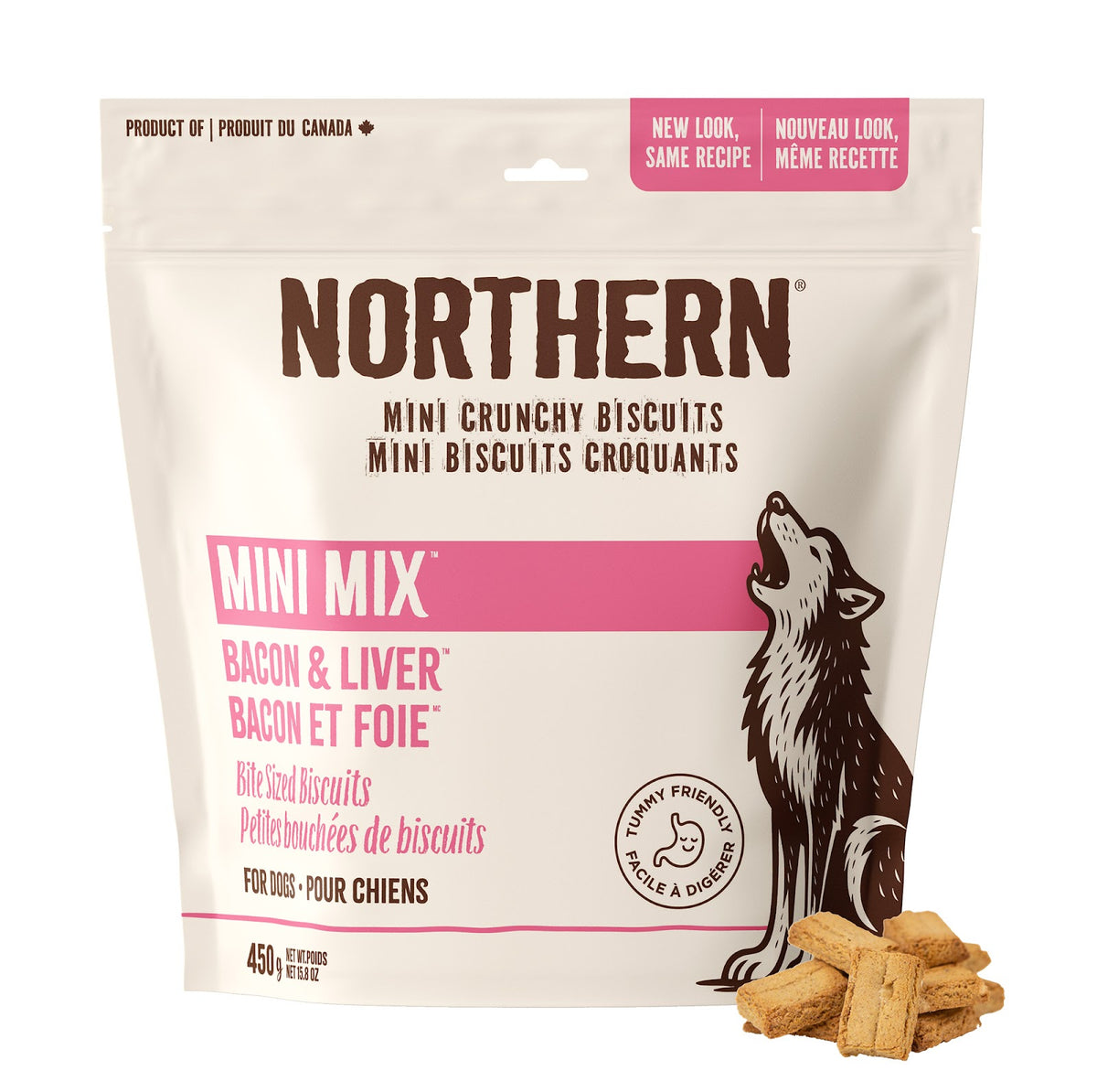 Biscuits croquants Mini Mix au bacon et foie pour chien 450 g