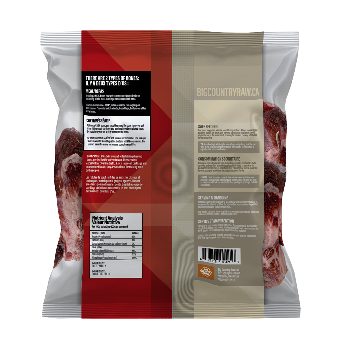 Rotule de bœuf 2 lb - os cru pour chien