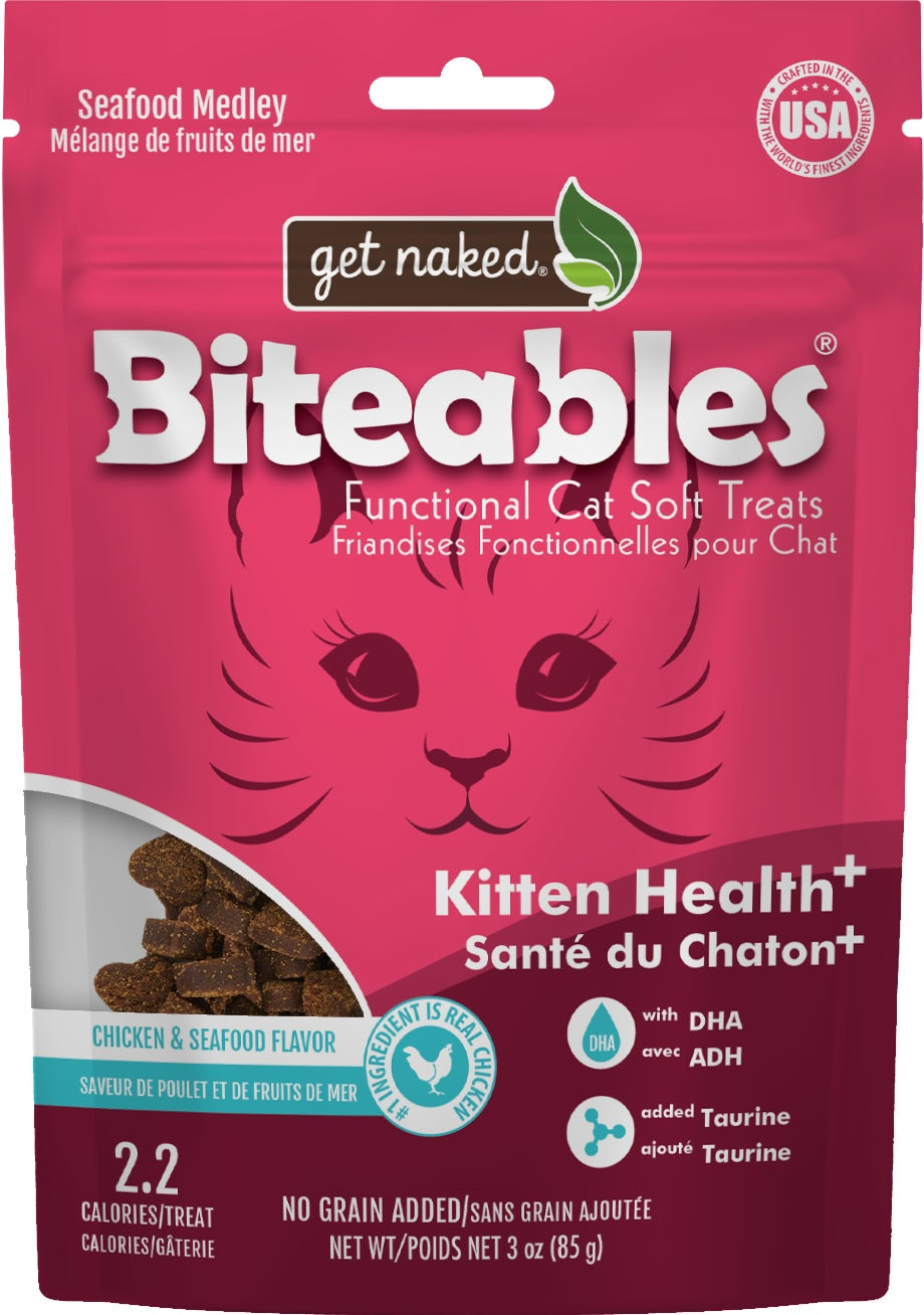 Gâteries tendres sans grains Get Naked Biteables Santé Plus pour chaton 3 oz