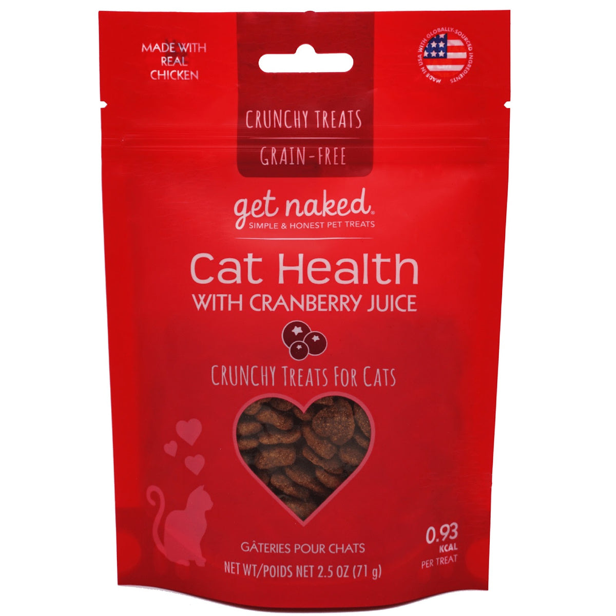 Gâteries croquantes en santé sans grains avec jus de canneberge pour chat 2,5 oz