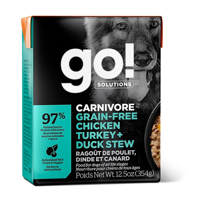 Nourriture humide Go! Solutions Carnivore sans grains en Tetra Pak pour chien