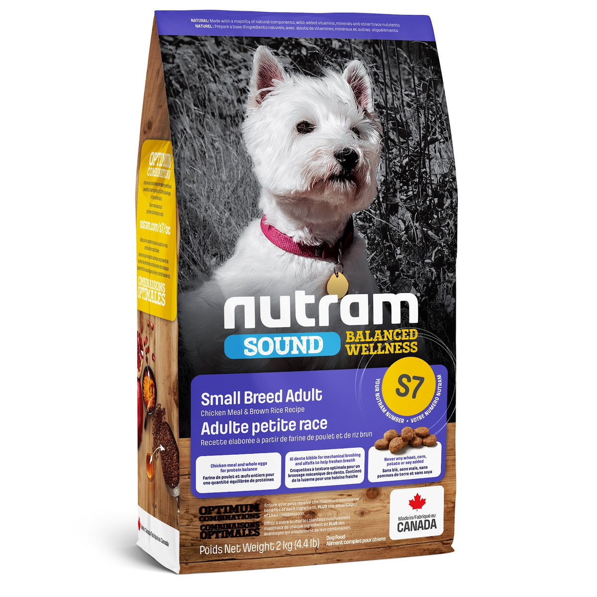 Nourriture sèche Sound S7 pour chien de petite race, poulet et riz brun