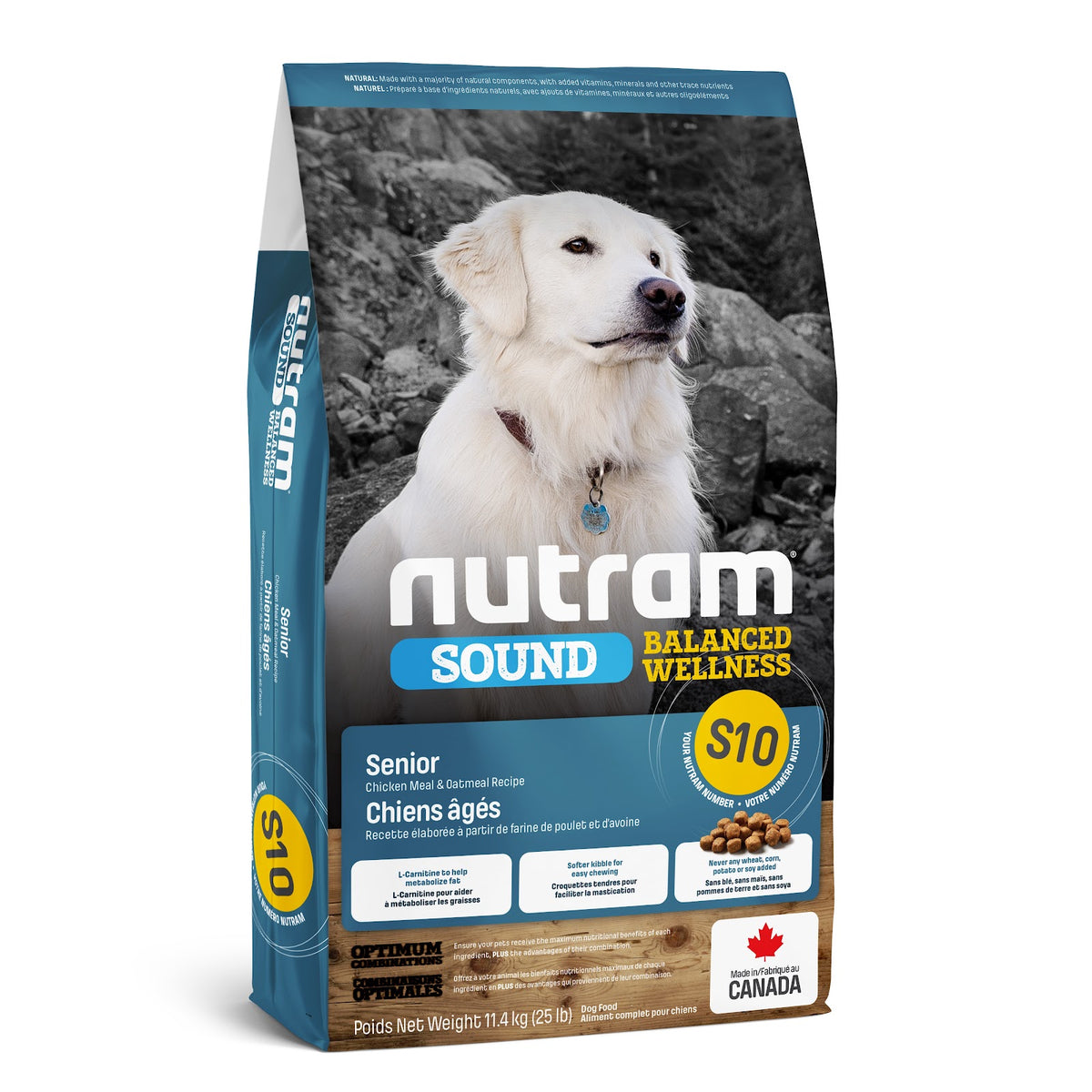 Nourriture sèche Sound S10 pour chien sénior, poulet et avoine