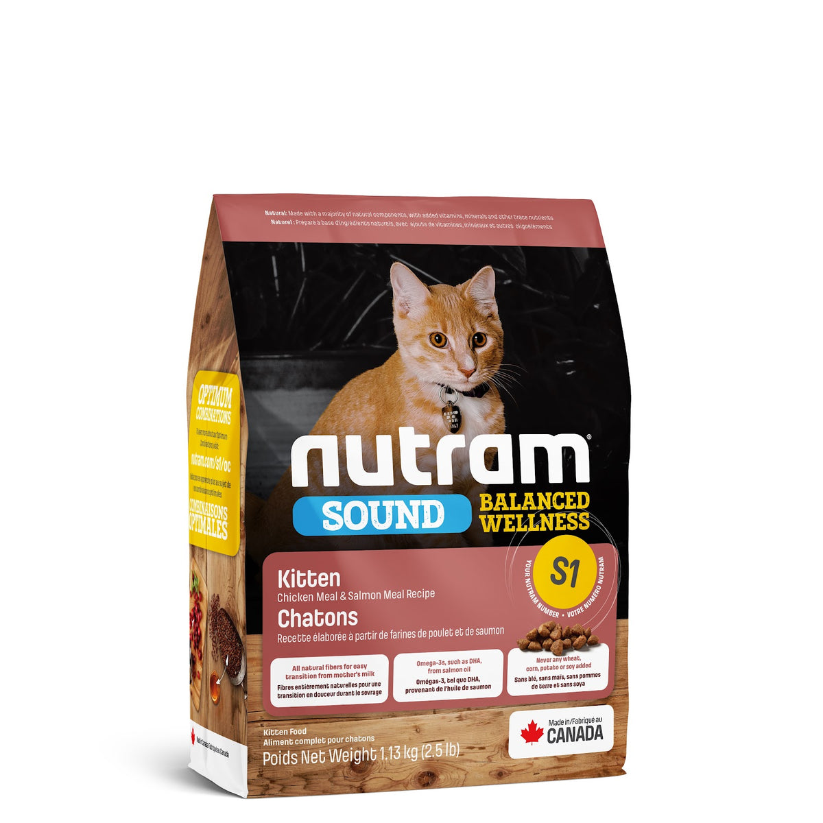 Nourriture sèche Sound S1 pour chaton, poulet et saumon