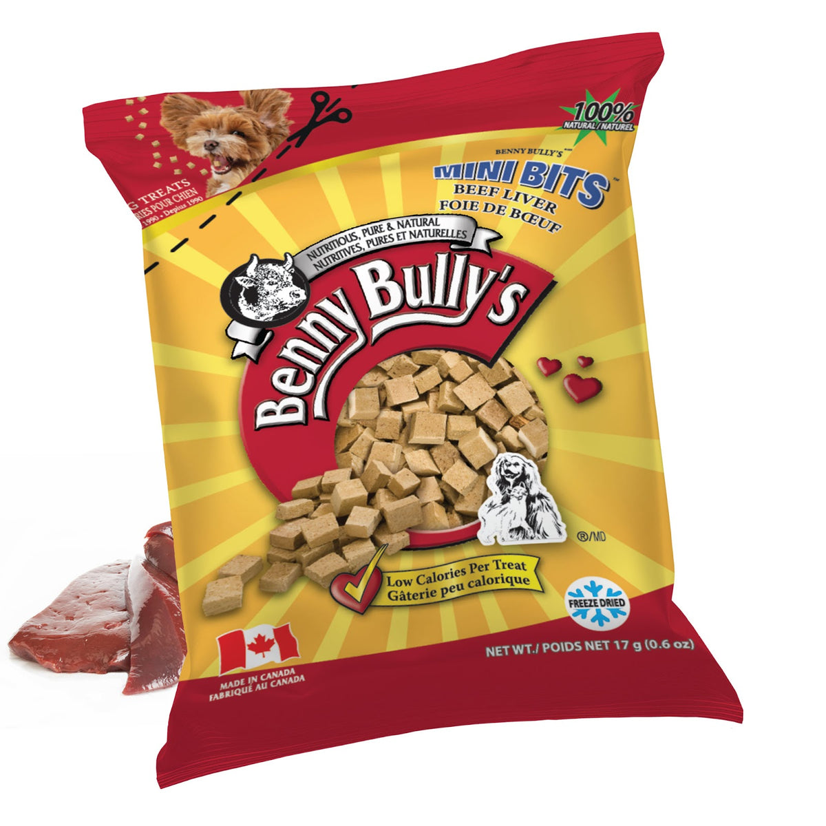 Gâteries en mini bouchées pour chien en mini sac