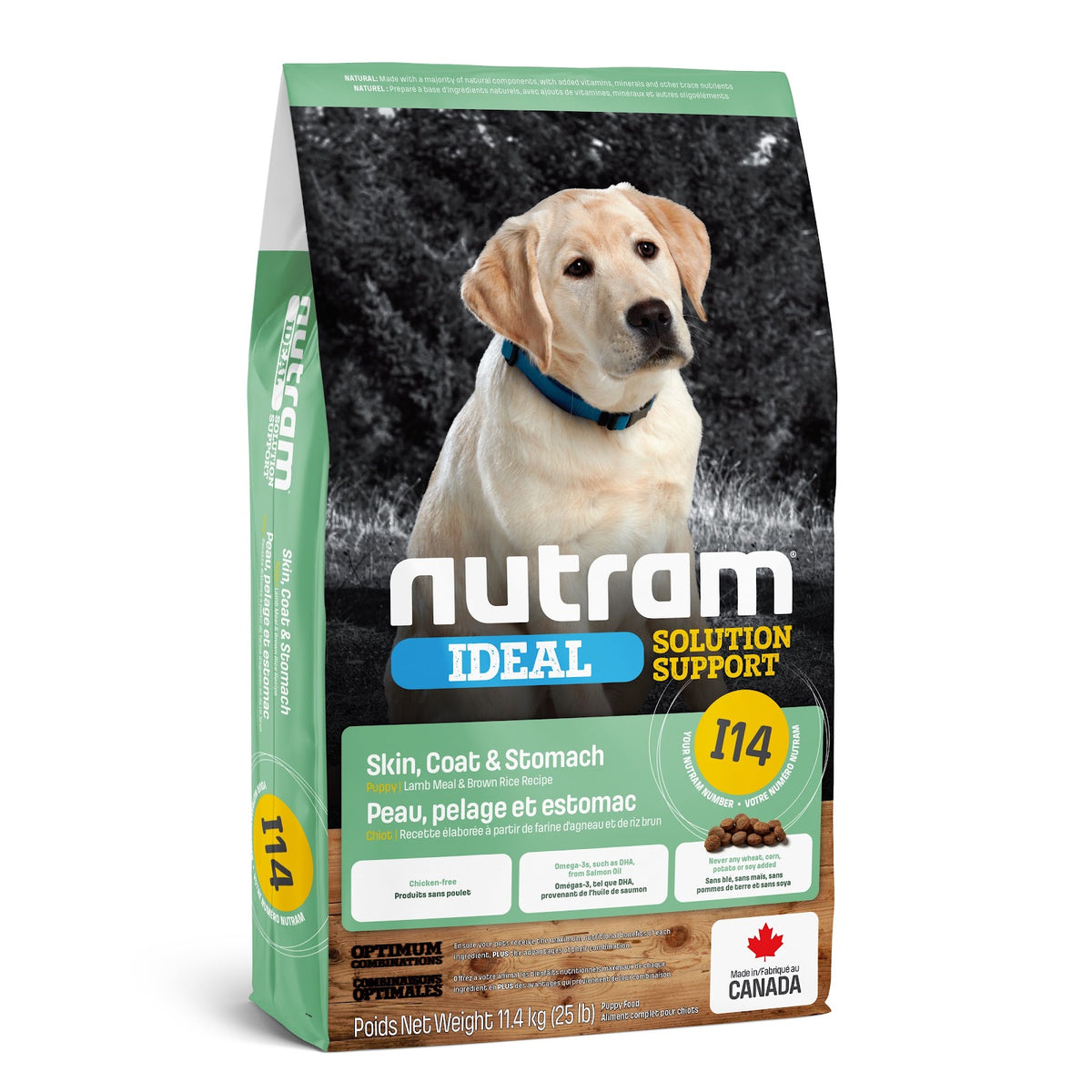 Nourriture sèche Ideal I14 pour chiot, peau, pelage et estomac sensibles, agneau et riz