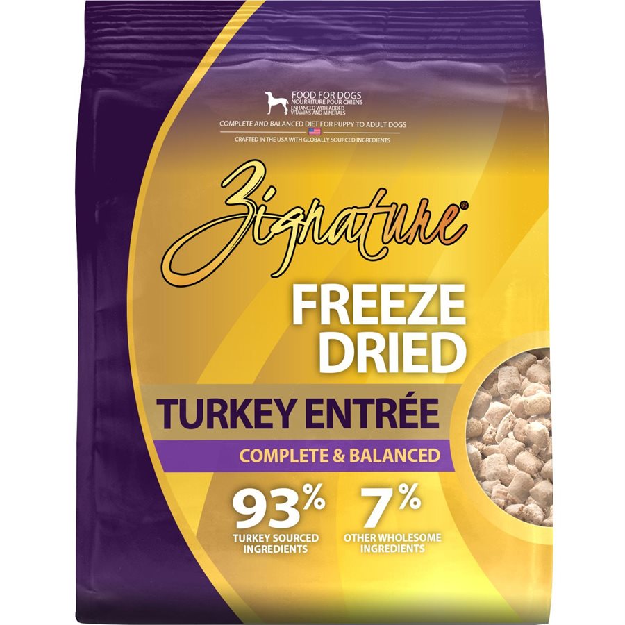 Nourriture lyophilisée entrée à la dinde pour chien - Zignature
