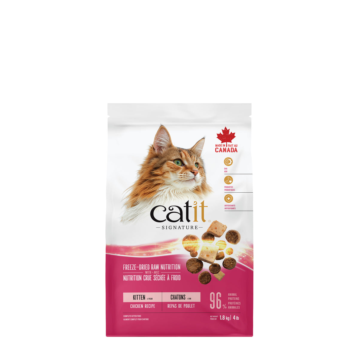 Nourriture sèche Signature avec cru séché à froid pour chatons, poulet 1,8 kg