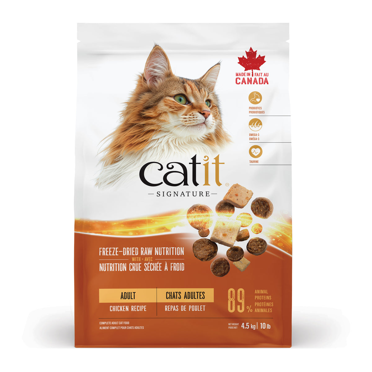 Nourriture sèche Signature avec cru séché à froid pour chats adultes, poulet