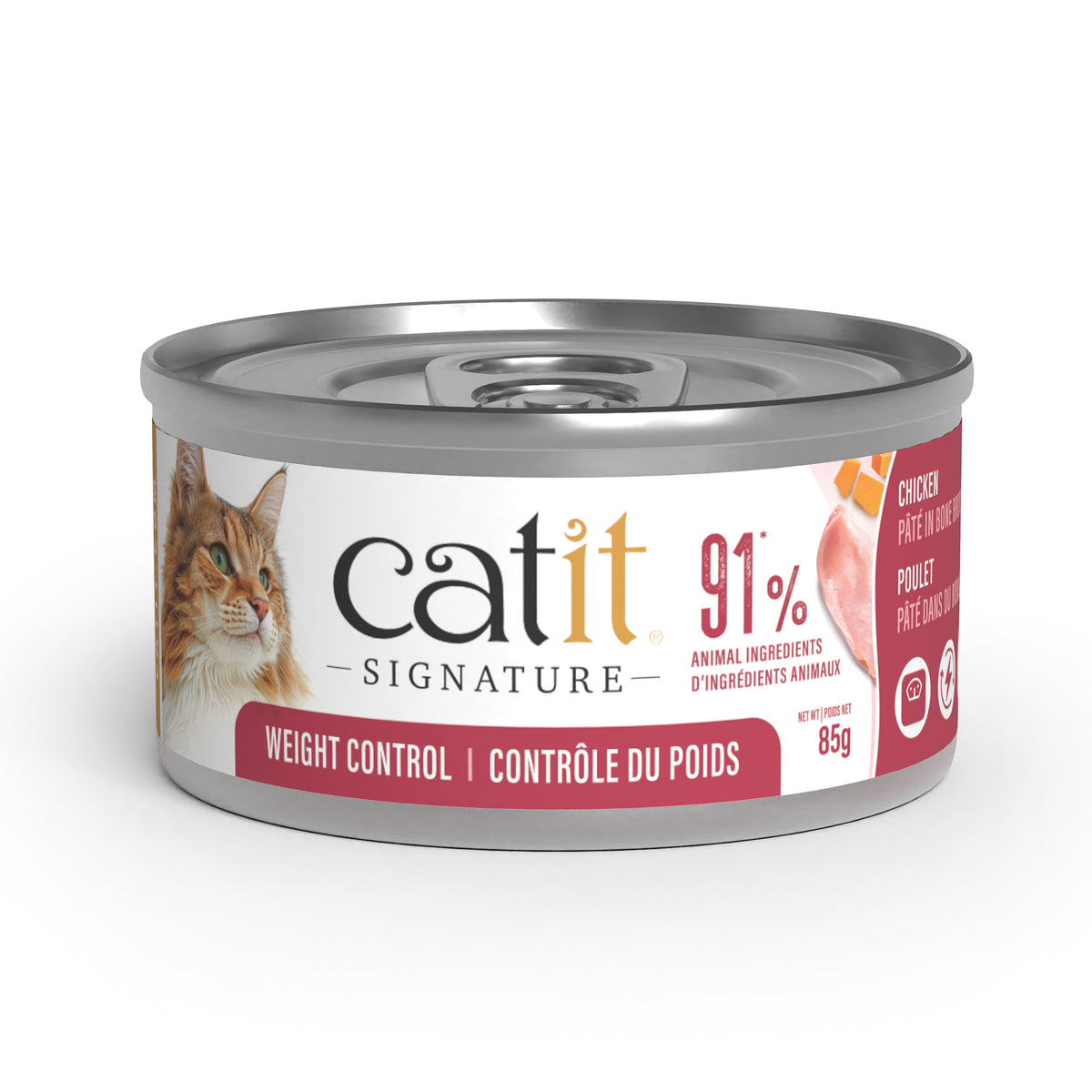 Pâté Signature au poulet dans du bouillon d'os pour chats adultes, contrôle du poids
