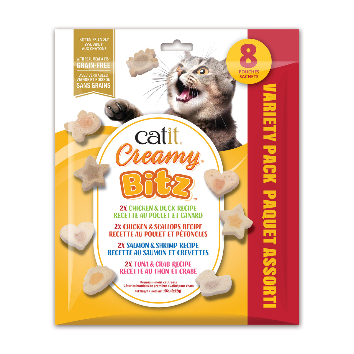 Gâteries moelleuses Creamy Bitz, assortiment 96 g (paquet de 8)