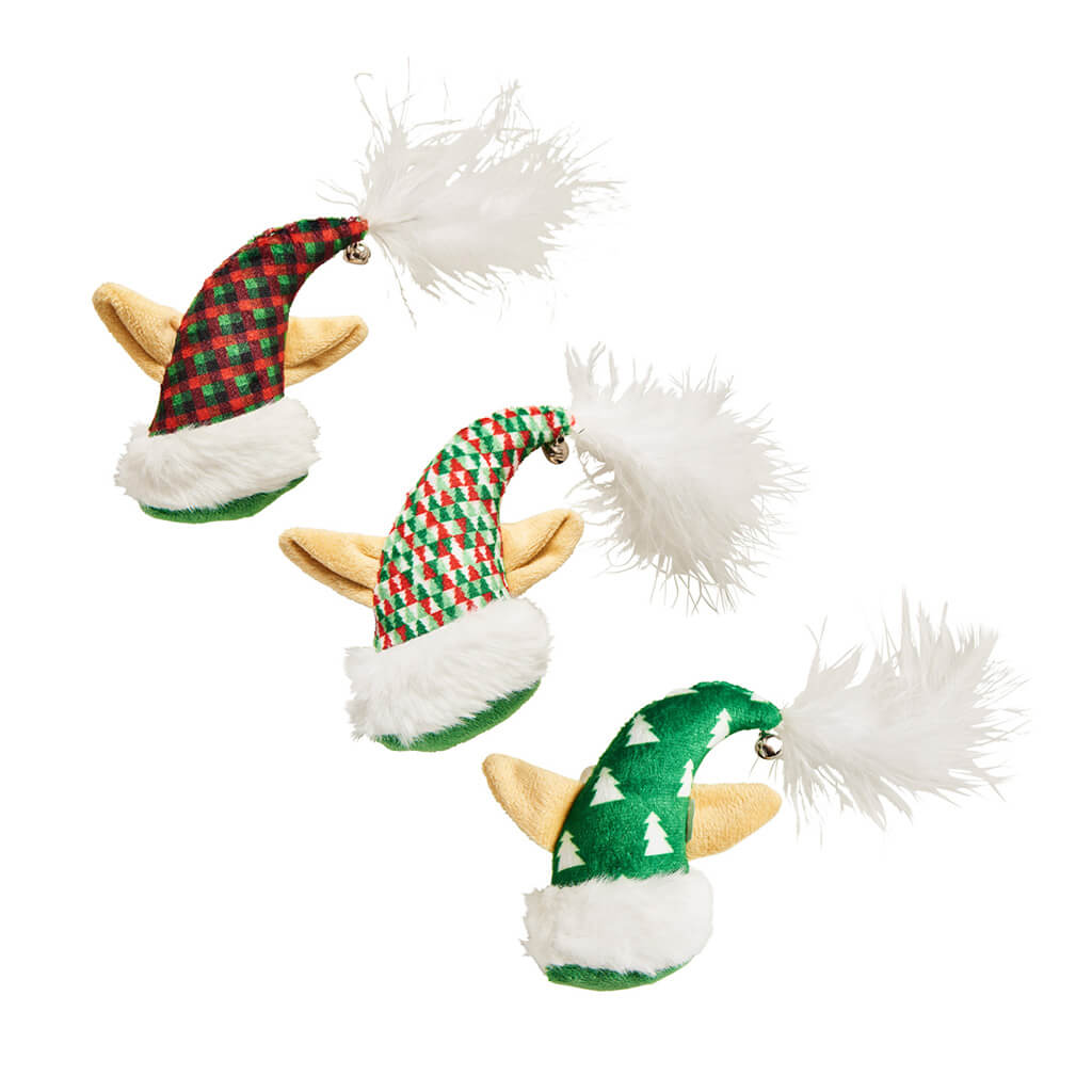Chapeau de lutin avec plumes et herbe à chat 4 po (modèles assortis)