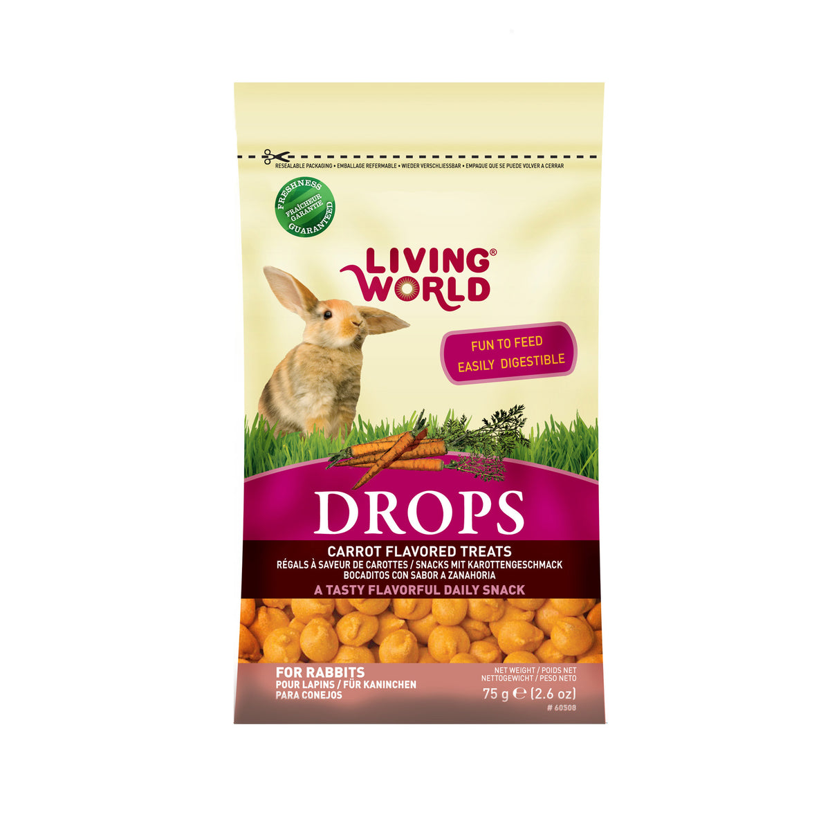 Régals Drops pour lapins, carotte 75 g