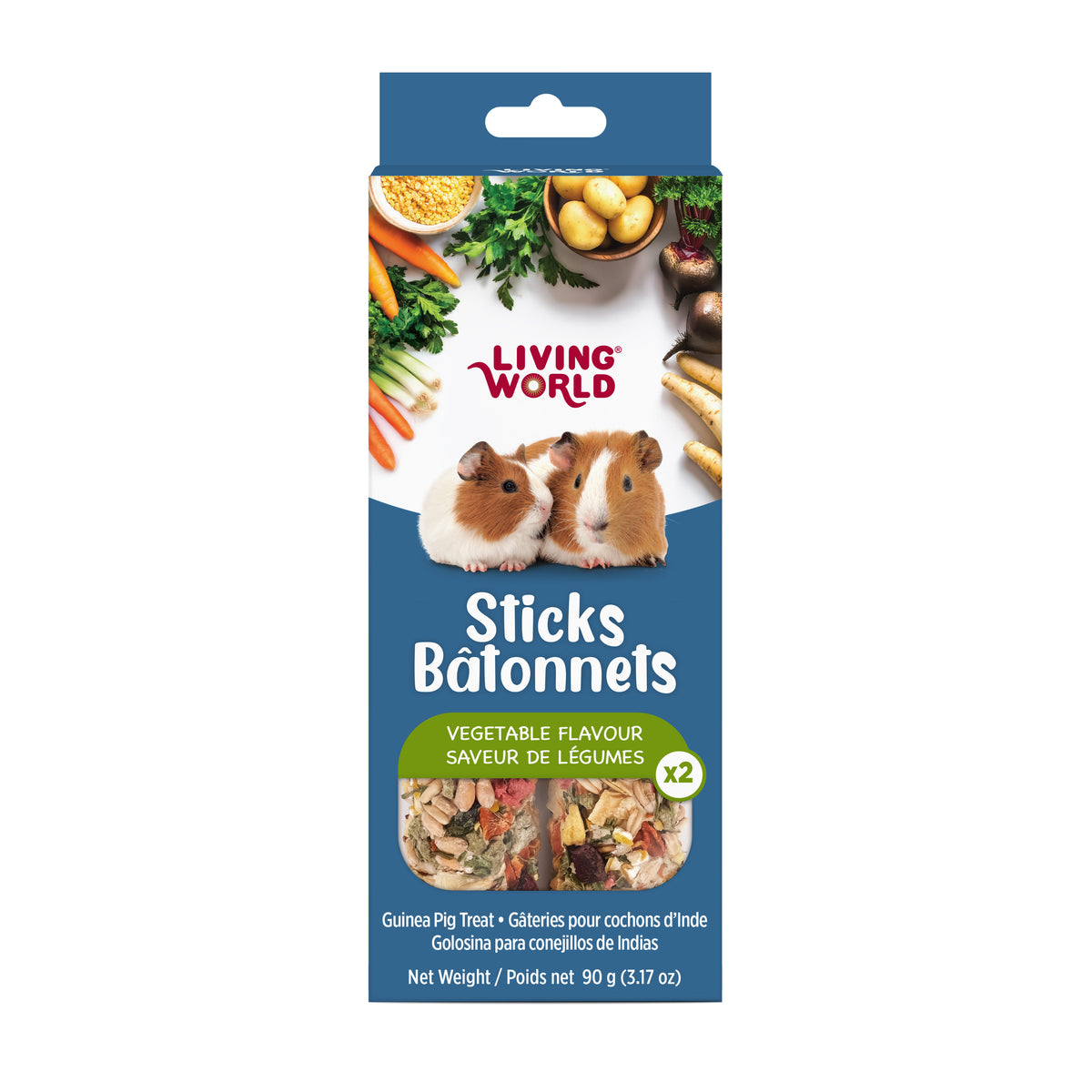 Bâtonnets de gâterie aux légumes pour cochon d'Inde 90 g (paquet de 2)