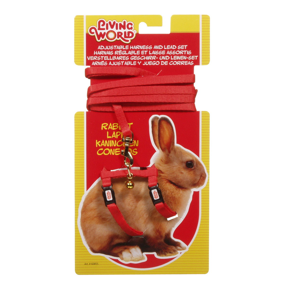 Ensemble harnais et laisse réglable pour lapins, rouge, 1,2 m