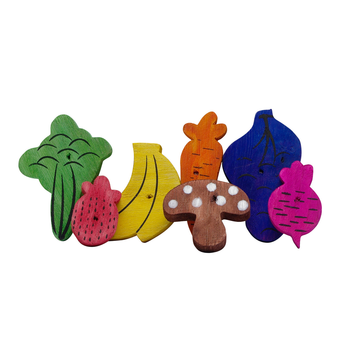Jouet à gruger Nibblers en bois, formes de fruits et légumes