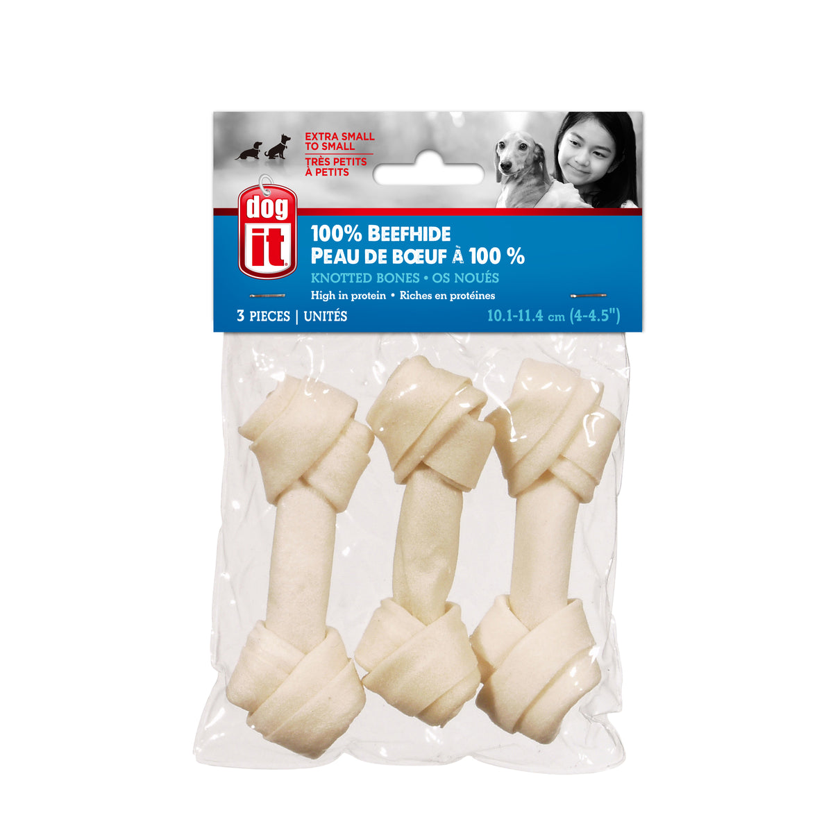 Os noués en peau de bœuf naturelle, mini, 10 cm, format boni de 3