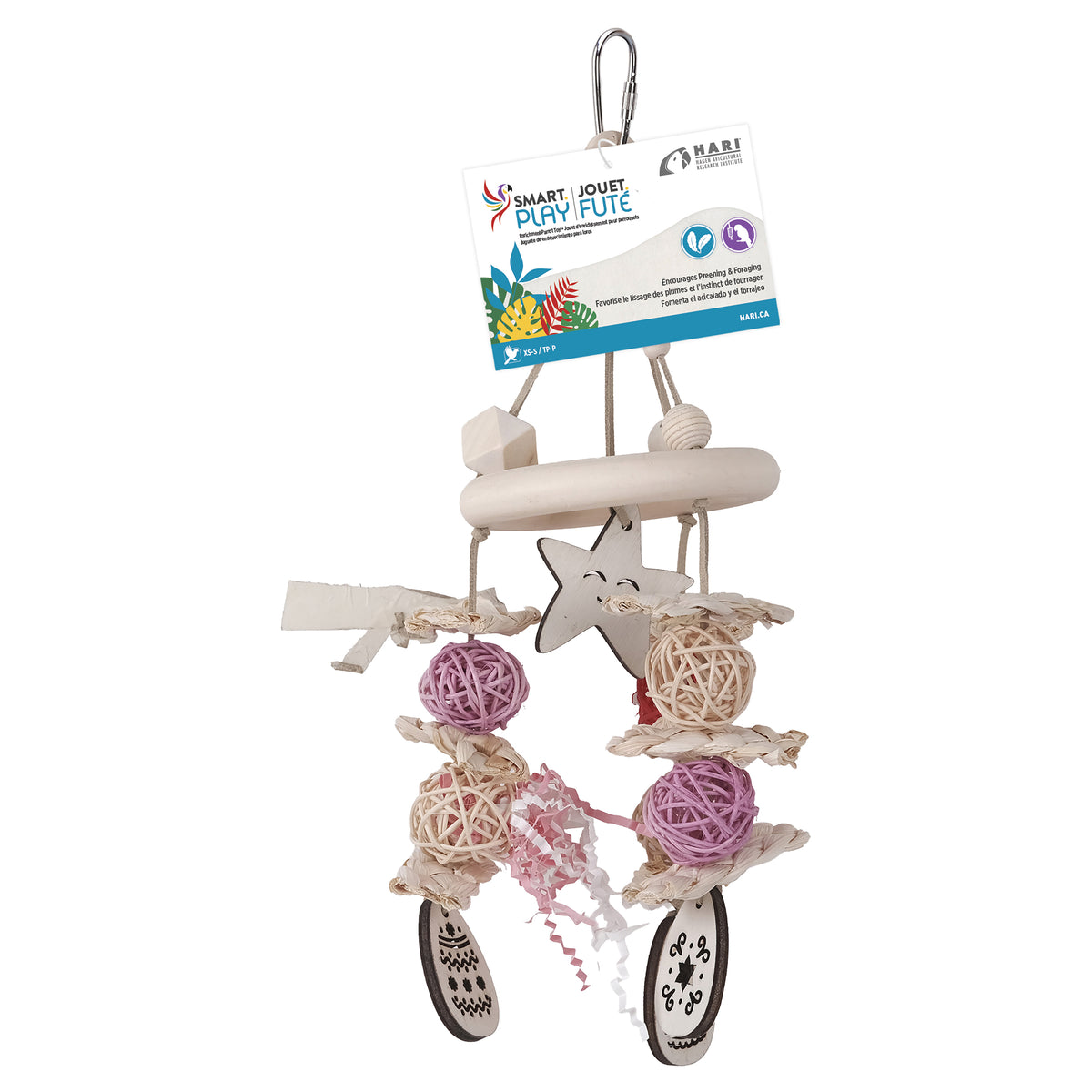Jouet d'enrichissement Jouet.Futé pour perroquets, mobile étoilé