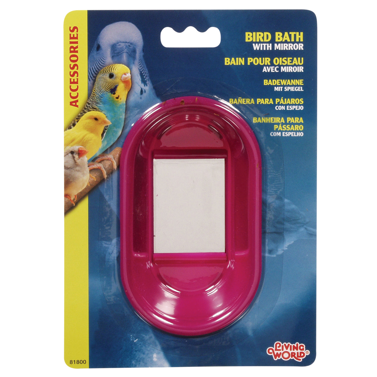 Bain ovale avec miroir pour oiseaux