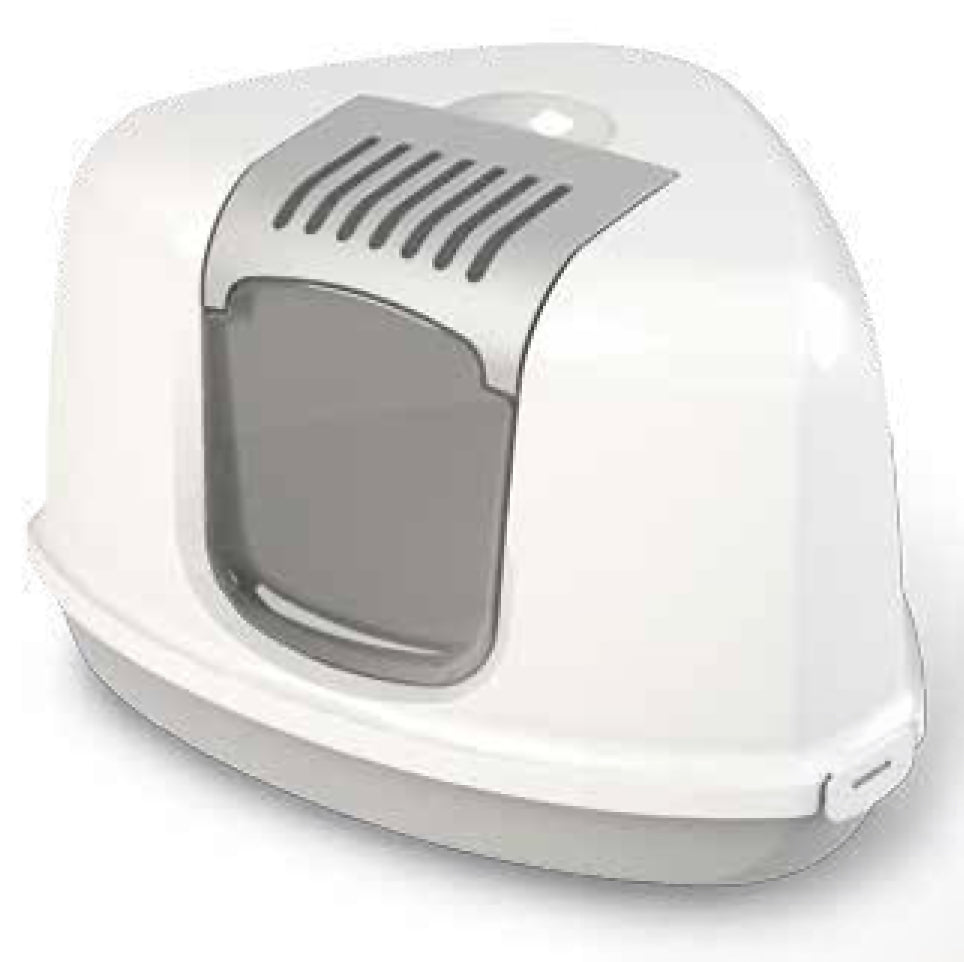 Nestor corner gris et blanc - maison de toilette pour chat