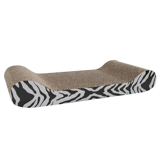 Griffoir Style avec herbe à chat, chaise longue, motif tigre blanc