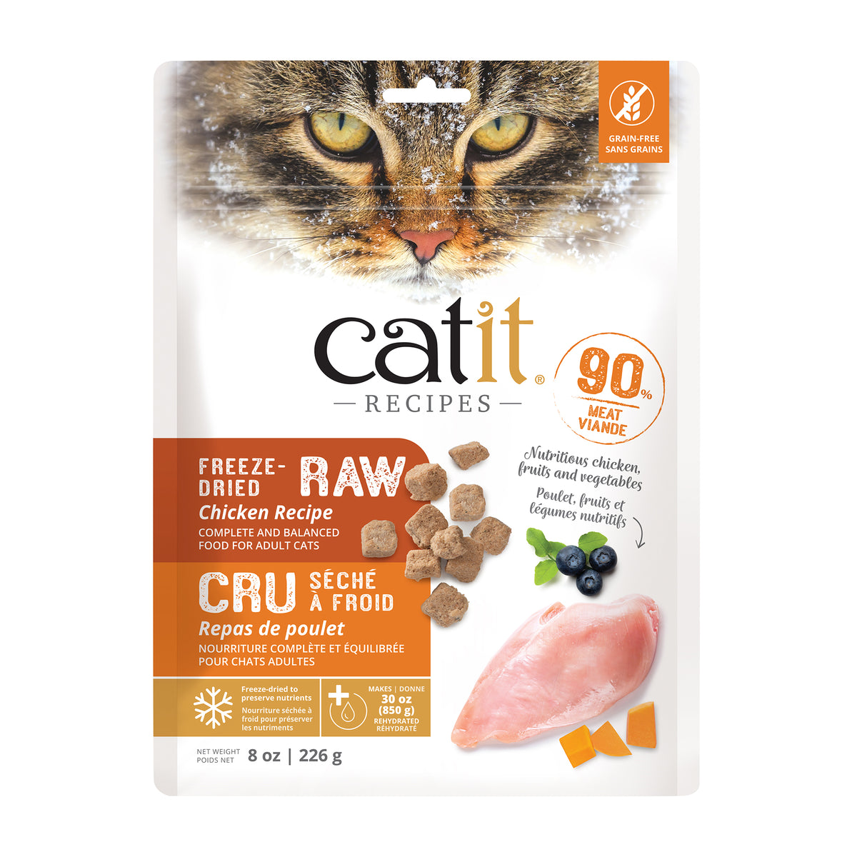 Nourriture crue séchée à froid Recettes pour chats, poulet