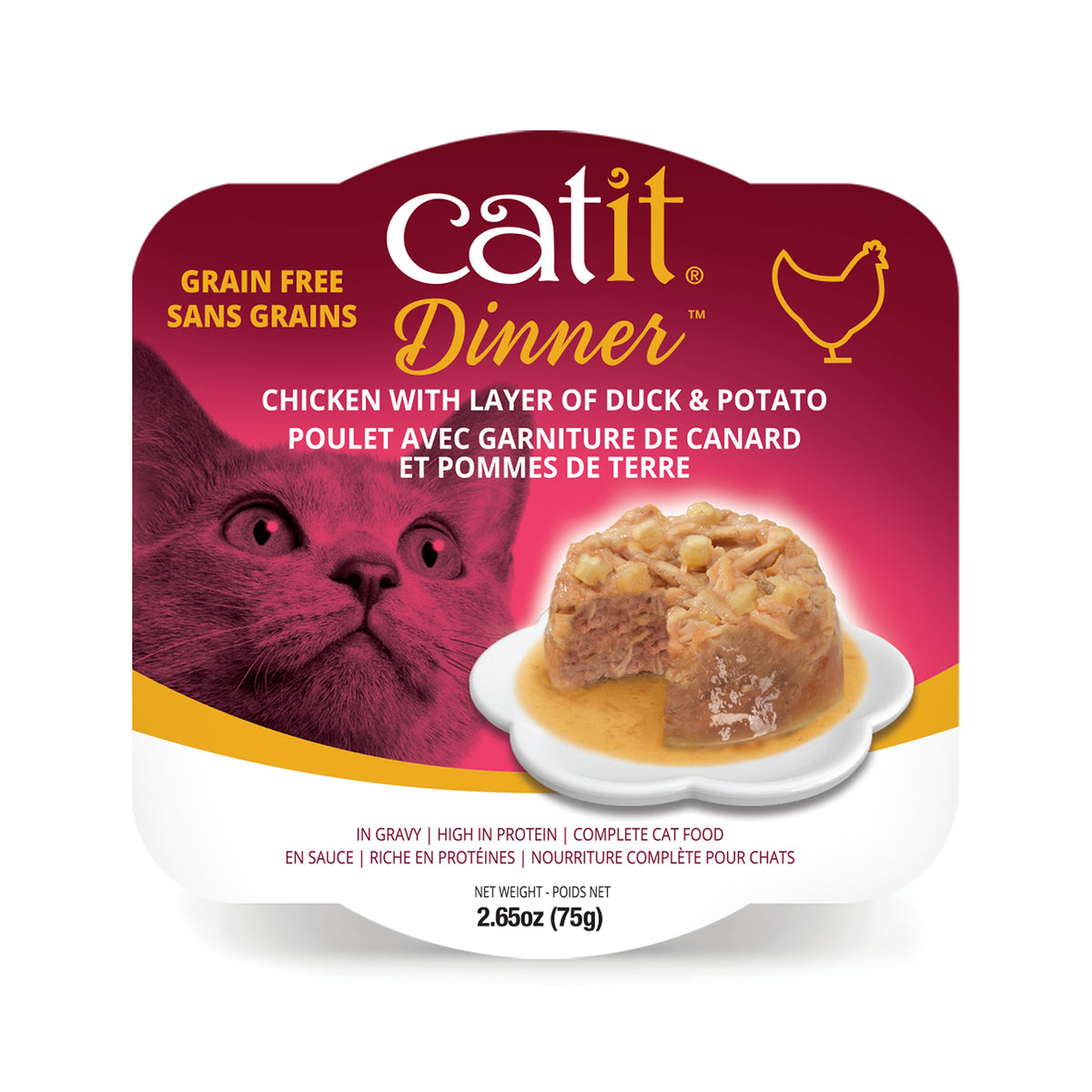 Nourriture humide au poulet avec canard et pommes de terre pour chat 75 g