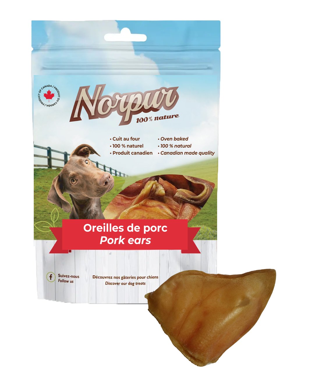 Oreilles de porc pour chien (paquet de 10)