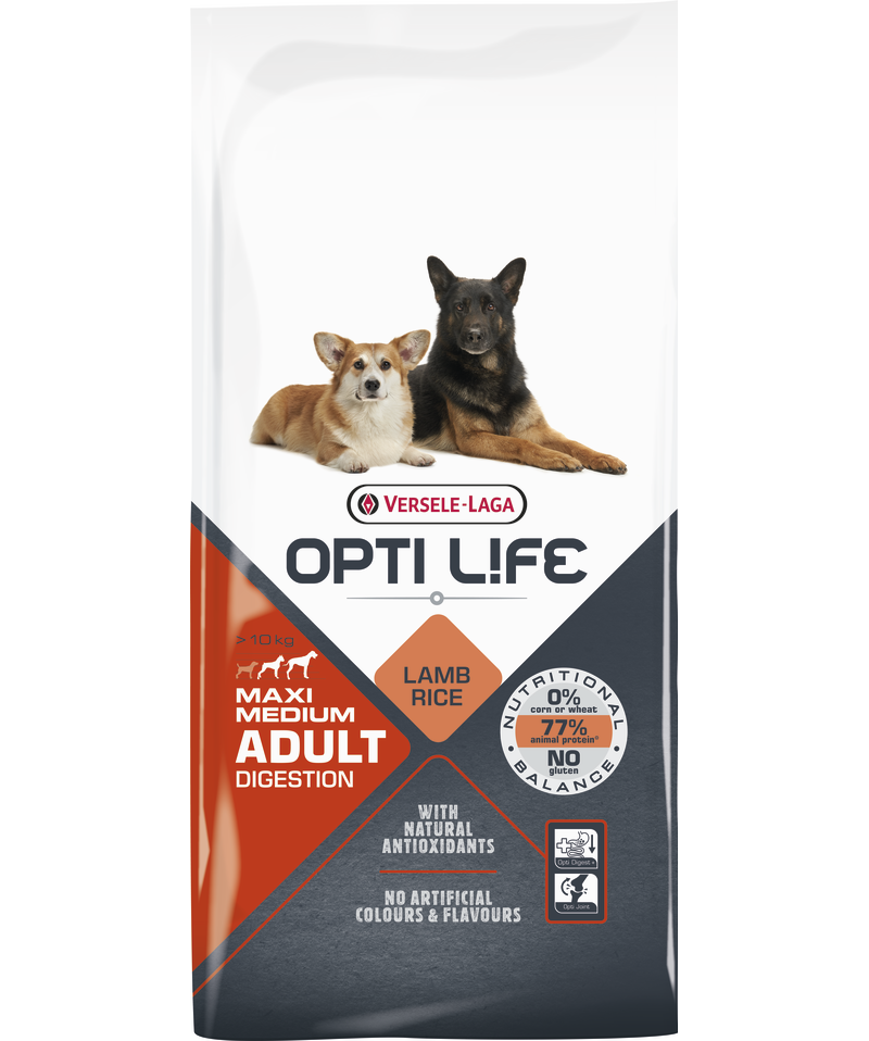 Nourriture Digestion à l'agneau pour chien races moyennes et grandes - Optilife
