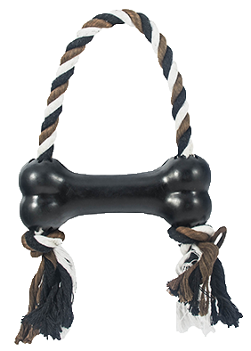 Corde de traction avec os noir - jouet pour chien