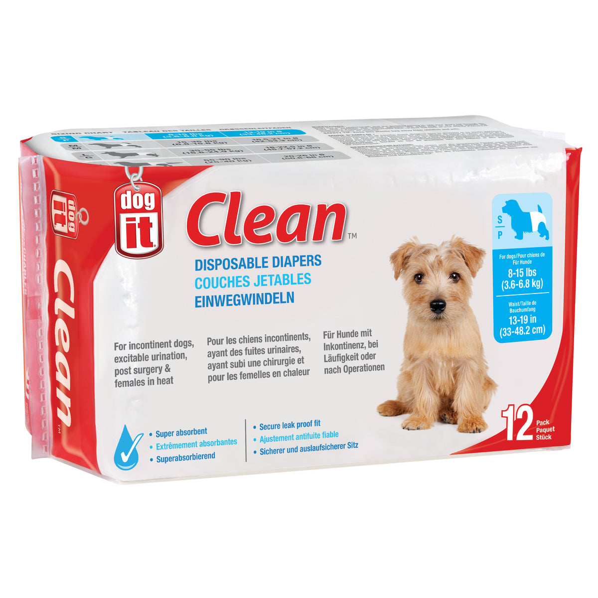 Couches jetables Clean pour chien - Dogit