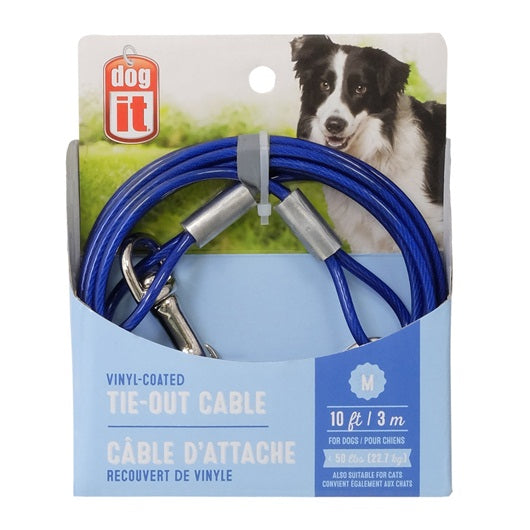 Câble d'attache pour chiens de taille moyenne, bleu