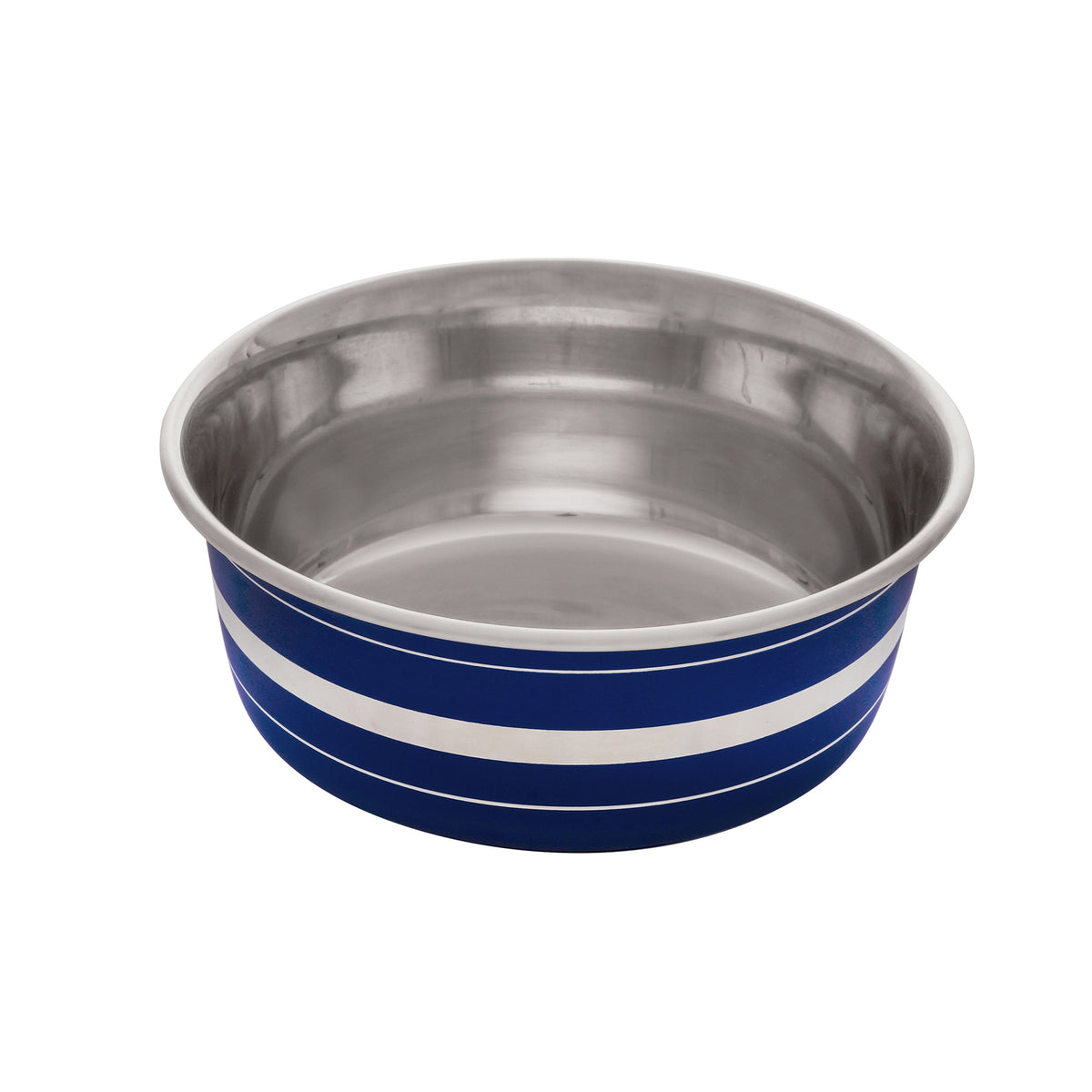 Bol antidérapant en acier inoxydable pour chiens, rayures bleues 560 ml