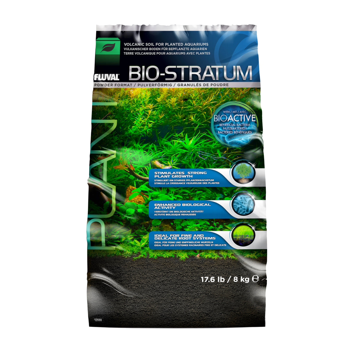 Substrat Bio-Stratum de terre volcanique pour aquariums, format en poudre
