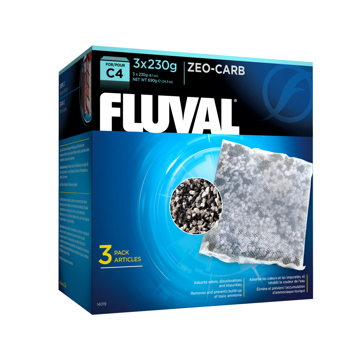 Masse filtrante Zeo-Carb pour filtre à moteur série C (paquet de 3) - Fluval