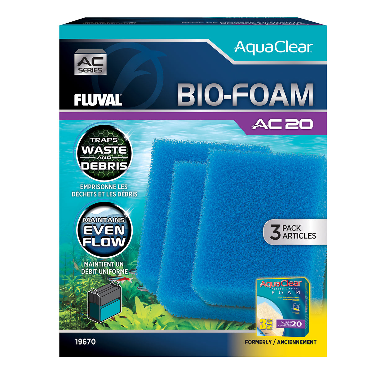 Blocs de mousse Bio-Foam pour filtre à moteur série AC (paquet de 3)