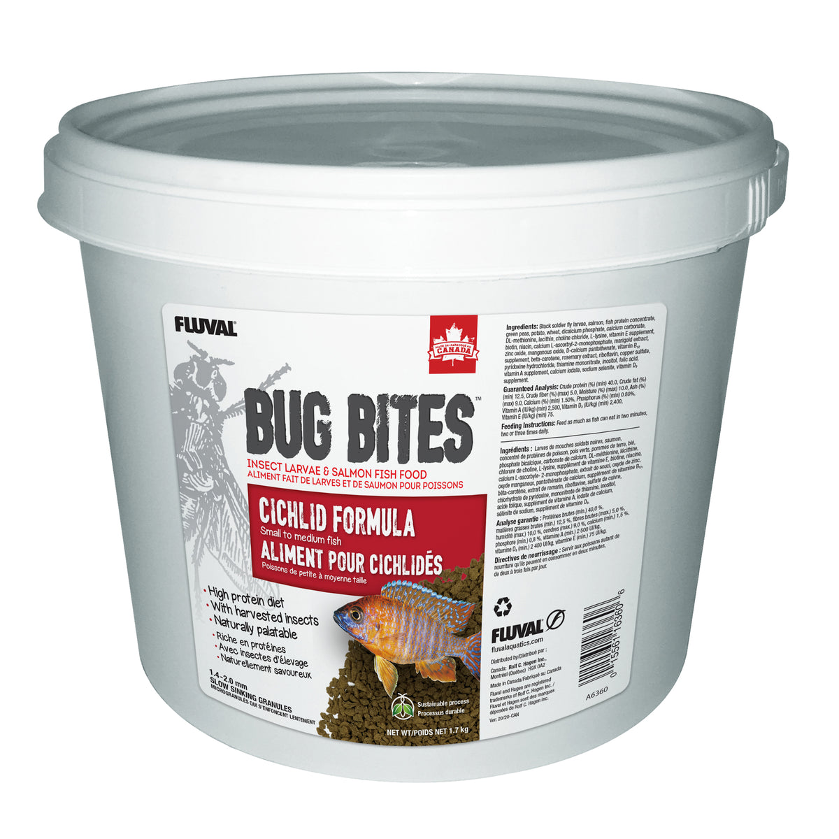 Granulés Bug Bites pour cichlidés de petite à moyenne taille, 1,4-2 mm