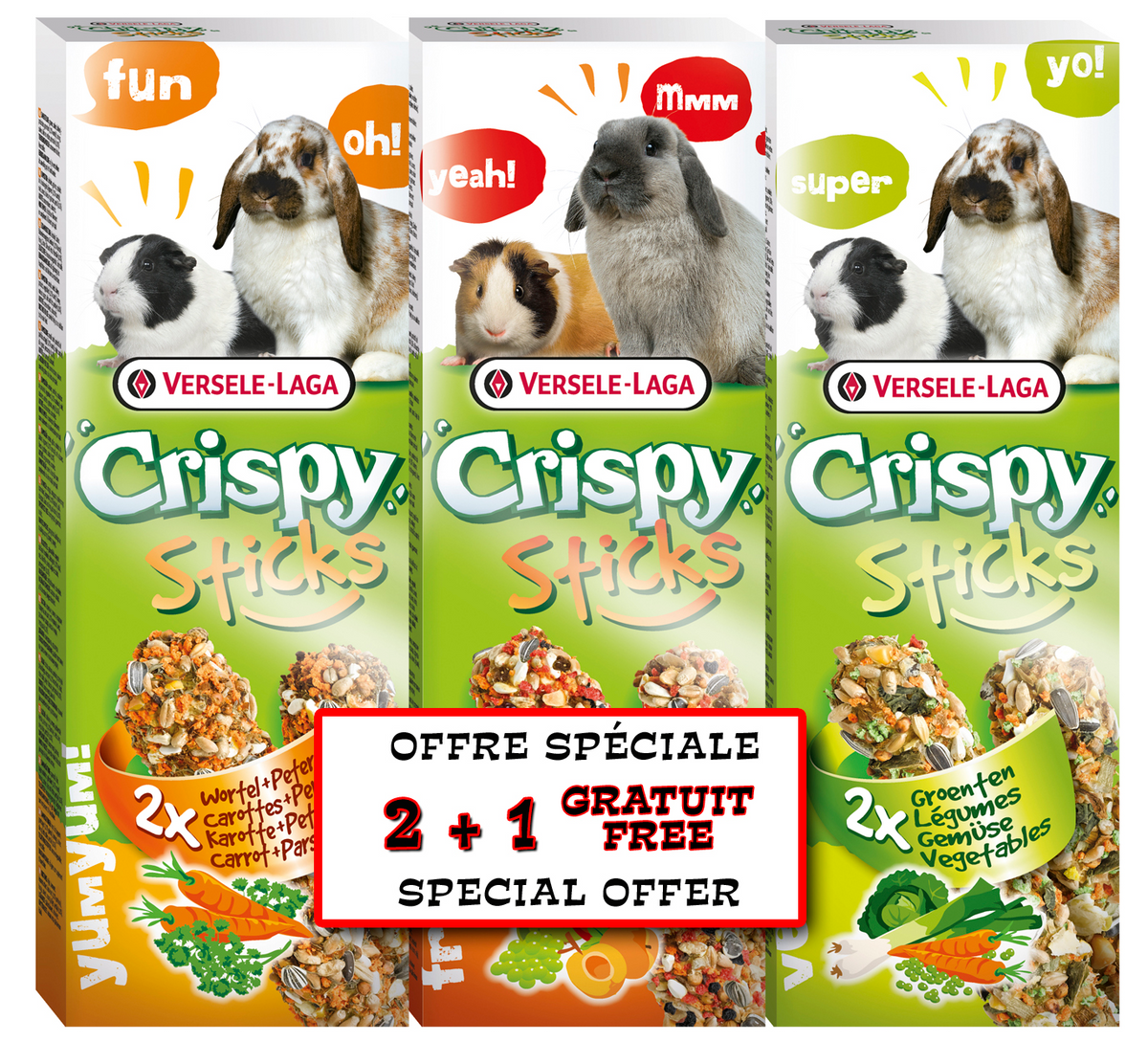 Sticks herbivores 3 saveurs - gâteries pour petits mammifères
