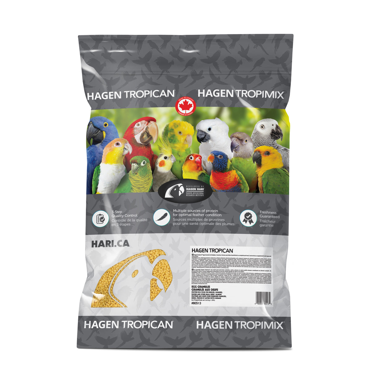 Granulés aux œufs Tropican pour perruches ondulées, serins et pinsons