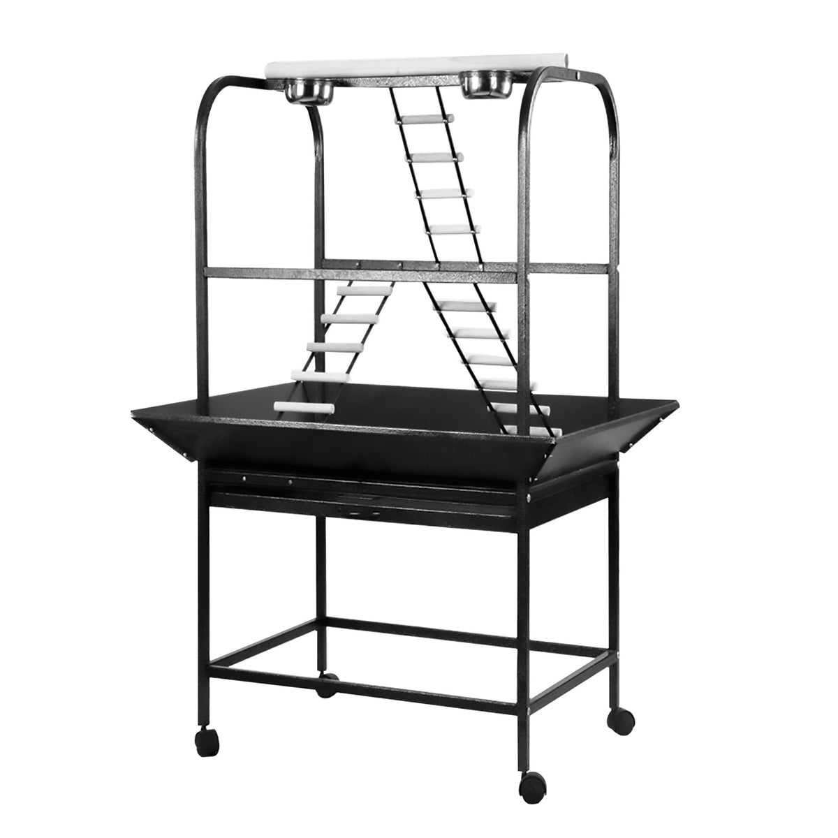 Module de jeu pour perroquets, noir et gris argenté antique, 82 x 58 x 138 cm
