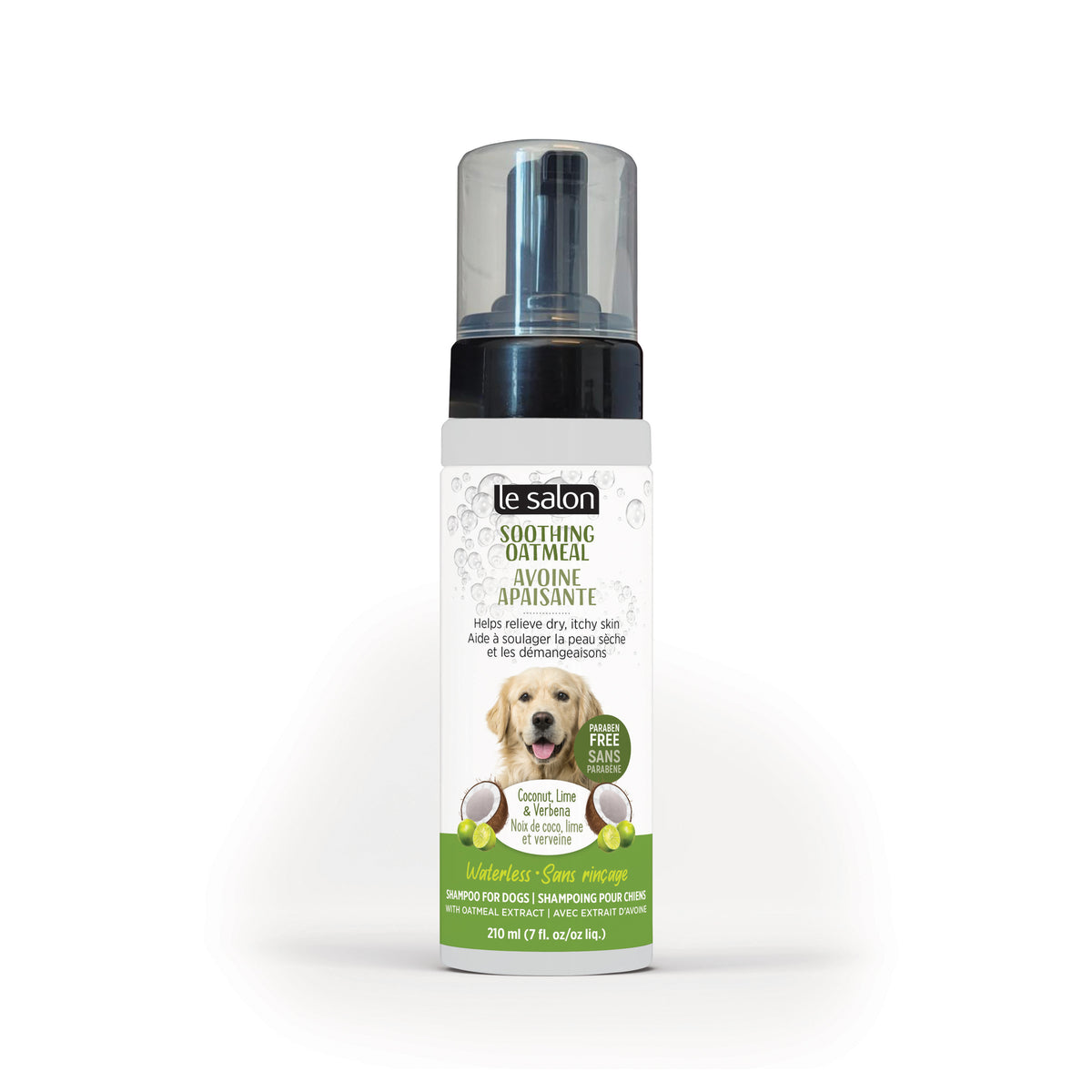Shampoing sans rinçage à l'avoine apaisante pour chiens 210 ml