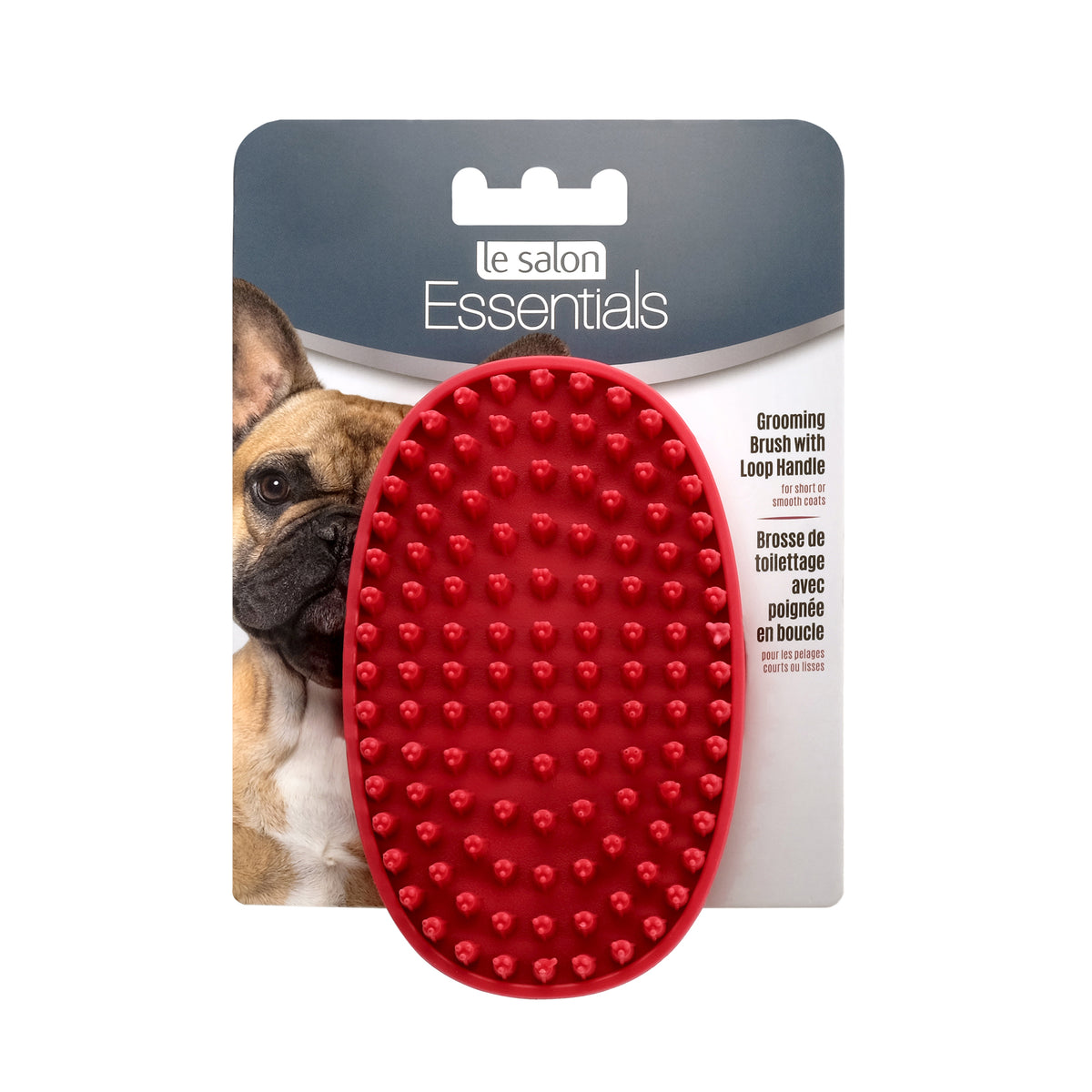 Brosse Essentials en caoutchouc avec poignée en boucle, rouge